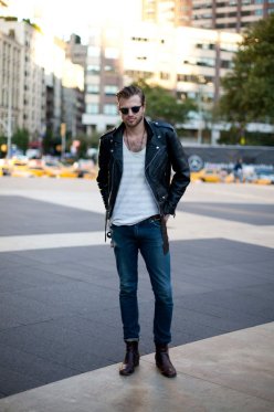 White-Vneck-Jeans-Leather-Jacket-New-York-Fashion-Week-Mens-Street-Style